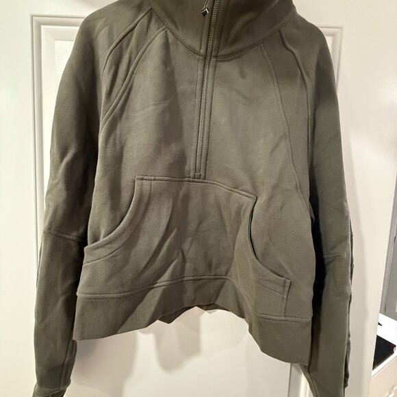 Lululemon Funnel-Neck Half Zip Scuba Scuba Army Green Size XL/XXL - Picture 6 of 6